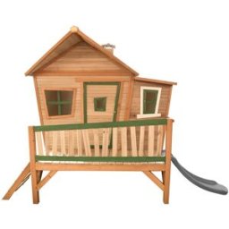 Axi Casita infantil con tobogán gris, madera fsc, marrón/verde