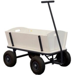 Sunny Carrito de madera con ruedas neumáticas, gris, 94 x 61 x 97 cm