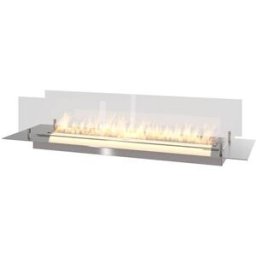 SOLOLED Soporte quemador bioetanol acero inoxidable 100 cm con cristal