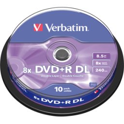 VERBATIM DVD+R8,5 VER10 - DVD+R 8,5GB doble capa, husillo de 10