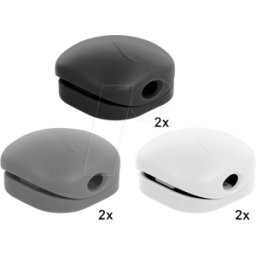 DELOCK 18299 - Portacables con 1 paso, juego de 6, blanco/gris/negro