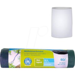 SECOLAN 00780 - Bolsas de basura Secolan®, 60,0 l verde 30,0 µm, 15 piezas