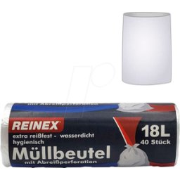 REINEX 178 - Bolsas de basura Reinex 18,0 l transparentes 6,0 µm, 40 piezas