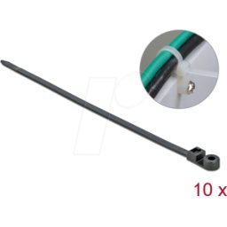 DELOCK 18952 - Sujetacables, atornillable, 300 x 7,6 mm, negro, 10 uds