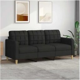 vidaxl Sofá de 3 plazas de tela negro 180 cm
