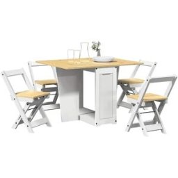 vidaxl Set comedor plegable mariposa 5 pzas Corona madera pino blanco