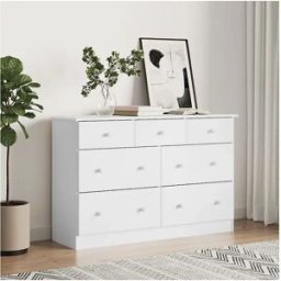 vidaxl Cómoda cajonera ALTA madera maciza pino blanco 112x35x73 cm