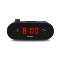 Radio Reloj con Proyección y Alarma Dual, Pantalla Digital Roja, FM, Brillo Ajustable