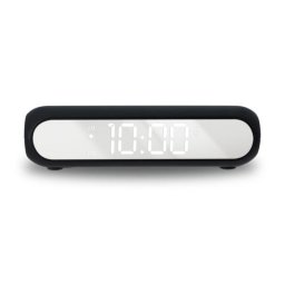 Despertador LED efecto espejo Soft Touch con carga inalámbrica 10W, doble alarma y puerto USB