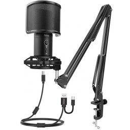 Micrófono Fifine T683 USB cardioide con brazo y filtro antipop
