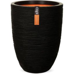Macetero Capi Nature Rib Negro Reciclado 46 x 58 cm 75 L Doble Pared Aislante