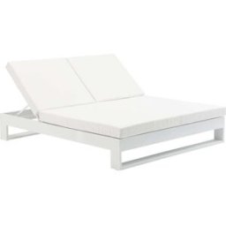 PORTMOBEL Cama exterior y jardín de aluminio blanco y tejido nautico