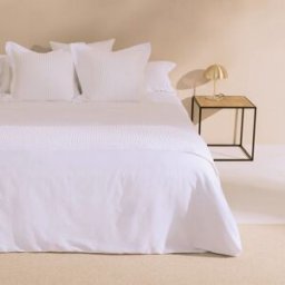 Textura Interiors Sábana de algodón satén 300 hilos color blanco. Cama 180-200cm