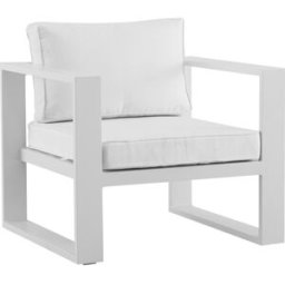 PORTMOBEL Sofa 1 plaza exterior y jardín de aluminio blanco y cojineria blanca