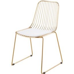 Maisons du Monde Silla de acero epoxi dorado con cojín blanco