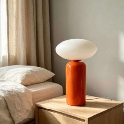 sweeek Lámpara de mesa interior de cerámica y vidrio, ø25cm, naranja