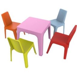Garbar Sillas y mesa infantil julieta plástico multicolor (pack de 4+1)