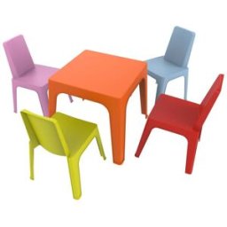 Garbar Sillas y mesa infantil julieta plástico multicolor (pack de 4+1)
