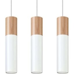 Sollux Lighting Lámpara de techo madera natural/blanca acero alt. 90 cm