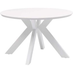 PORTMOBEL Mesa redonda diam.120x75cm exterior y jardín de aluminio blanco y top