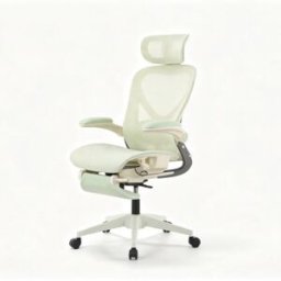Meubles Cosy Silla oficina plegable, soporte lumbar, cabezal 3d y apoyapiés, verde