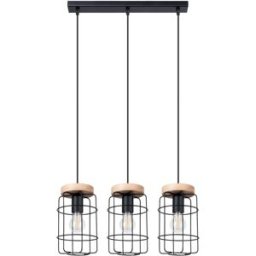 Sollux Lighting Lámpara de techo madera negra acero/madera alt. 115 cm