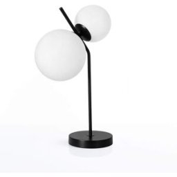 ORESTELUCHETTA Lámpara de mesa de metal negro y vidrio blanco 54x33x20 cm
