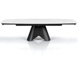 ORESTELUCHETTA Mesa extensible cerámica/metal blanco-gris 76x92/100x200-300 cm