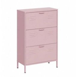 Mobili Rebecca Zapatero 3 puertas en acero rosa 125x80x26