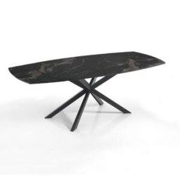 ORESTELUCHETTA Mesa extensible cerámica/metal negro/oro-negro 75x90x140-200 cm