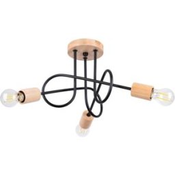 Sollux Lighting Lámpara de araña negro/madera natural acero/madera alt. 14 cm