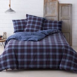 Manterol Juego funda nórdica algodón hilo tintado cuadro azul - CAMA 90cm