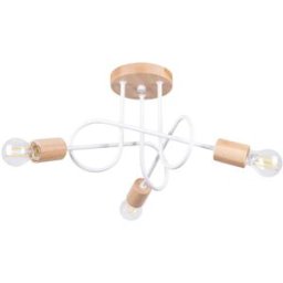 Sollux Lighting Lámpara de araña blanco/madera natural acero/madera alt. 14 cm