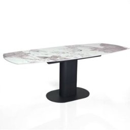 ORESTELUCHETTA Mesa extensible cerámica/acero ónix-gris 76x89x120-200 cm