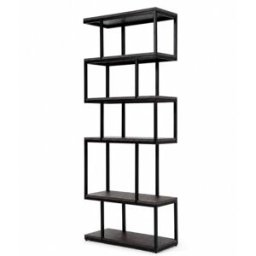 WOODEK Estantería de roble y chapa marrón, metal negro 70 cm, espresso
