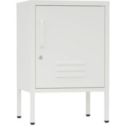 Mobili Rebecca Armario de noche con puerta en acero blanco 60x40x35