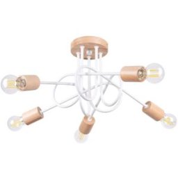 Sollux Lighting Lámpara de araña blanco/madera natural acero/madera alt. 15 cm