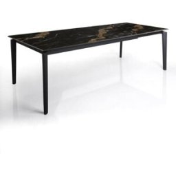 ORESTELUCHETTA Mesa extensible cerámica/acero calacatta negro-gris 77,5x90x160-220