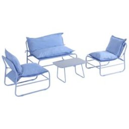 Mobili Rebecca Salón de jardín exterior para 4 personas metal y poliéster azul