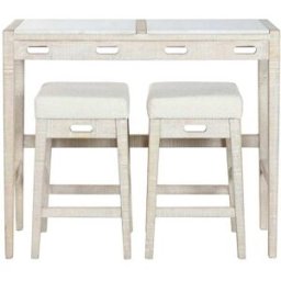 NIYLO Conjunto de barra y 2 taburetes de mango natural 112x40x96 cm
