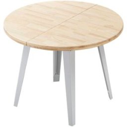 Home Heavenly Mesa redonda extensible de estilo industrial patas metálicas blancas