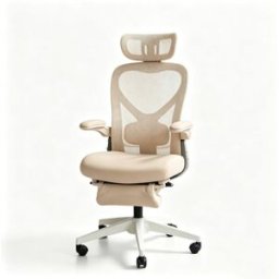 Meubles Cosy Silla oficina plegable,soporte lumbar,cojín espuma y reposapié,crema