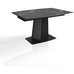 ORESTELUCHETTA Mesa extensible cerámica/metal negro/oro-negro 77x89x140-200 cm