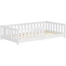 ML-Design Cama de suelo infantil 80 x 160 cm blanco madera maciza de pino