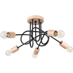 Sollux Lighting Lámpara de araña negro/madera natural acero/madera alt. 15 cm