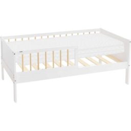ML-Design Cama infantil 70 x 140 cm blanco-natural con colchón espuma fría