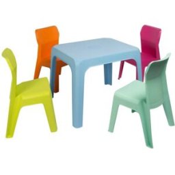 Garbar Sillas y mesa infantil jan plástico multicolor (pack de 4+1)