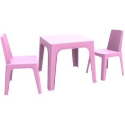 Garbar Sillas y mesa infantil julieta plástico rosa (pack de 2+1)