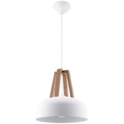 Sollux Lighting Lámpara de techo madera blanca y natural acero madera alt 85 cm