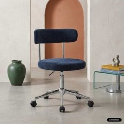 sweeek Silla de oficina vintage de tela con ruedas , azul